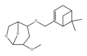 .beta.-D-ribo-Hexopyranose, 1,6-anhydro-3-deoxy-4-O-(6,6-dimethylbicyclo3.1.1hept-2-en-2-yl)methyl-2-O-methyl-, (1R)- Structure