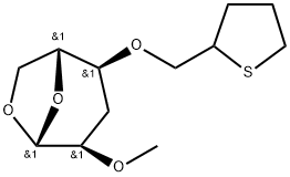 .beta.-D-ribo-Hexopyranose, 1,6-anhydro-3-deoxy-2-O-methyl-4-O-(tetrahydro-2-thienyl)methyl- 구조식 이미지