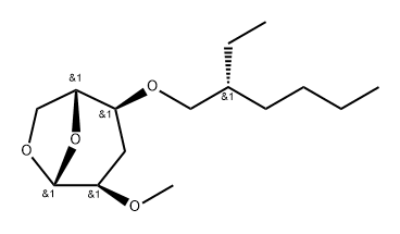 .beta.-D-ribo-Hexopyranose, 1,6-anhydro-3-deoxy-4-O-(2-ethylhexyl)-2-O-methyl-, (R)- 구조식 이미지