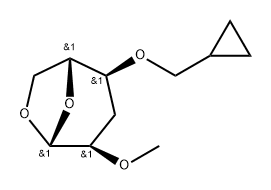 .beta.-D-ribo-Hexopyranose, 1,6-anhydro-4-O-(cyclopropylmethyl)-3-deoxy-2-O-methyl- Structure