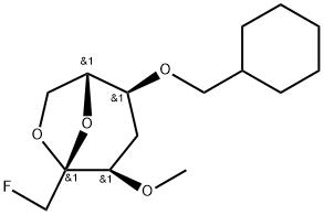 .beta.-D-ribo-2-Heptulopyranose, 2,7-anhydro-5-O-(cyclohexylmethyl)-1,4-dideoxy-1-fluoro-3-O-methyl- 구조식 이미지