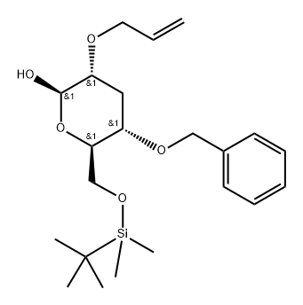 .beta.-D-ribo-Hexopyranose, 3-deoxy-6-O-(1,1-dimethylethyl)dimethylsilyl-4-O-(phenylmethyl)-2-O-2-propenyl- Structure