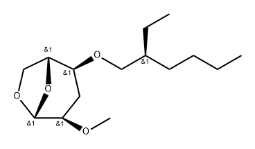 .beta.-D-ribo-Hexopyranose, 1,6-anhydro-3-deoxy-4-O-(2-ethylhexyl)-2-O-methyl-, (S)- Structure