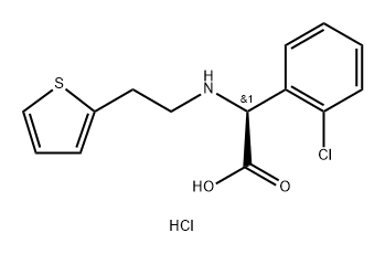 Benzeneacetic acid, 2-chloro-α-[[2-(2-thienyl)ethyl]amino]-, hydrochloride (1:1), (αS)- 구조식 이미지