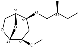 .beta.-D-ribo-Hexopyranose, 1,6-anhydro-3-deoxy-2-O-methyl-4-O-(2-methylbutyl)-, (S)- Structure