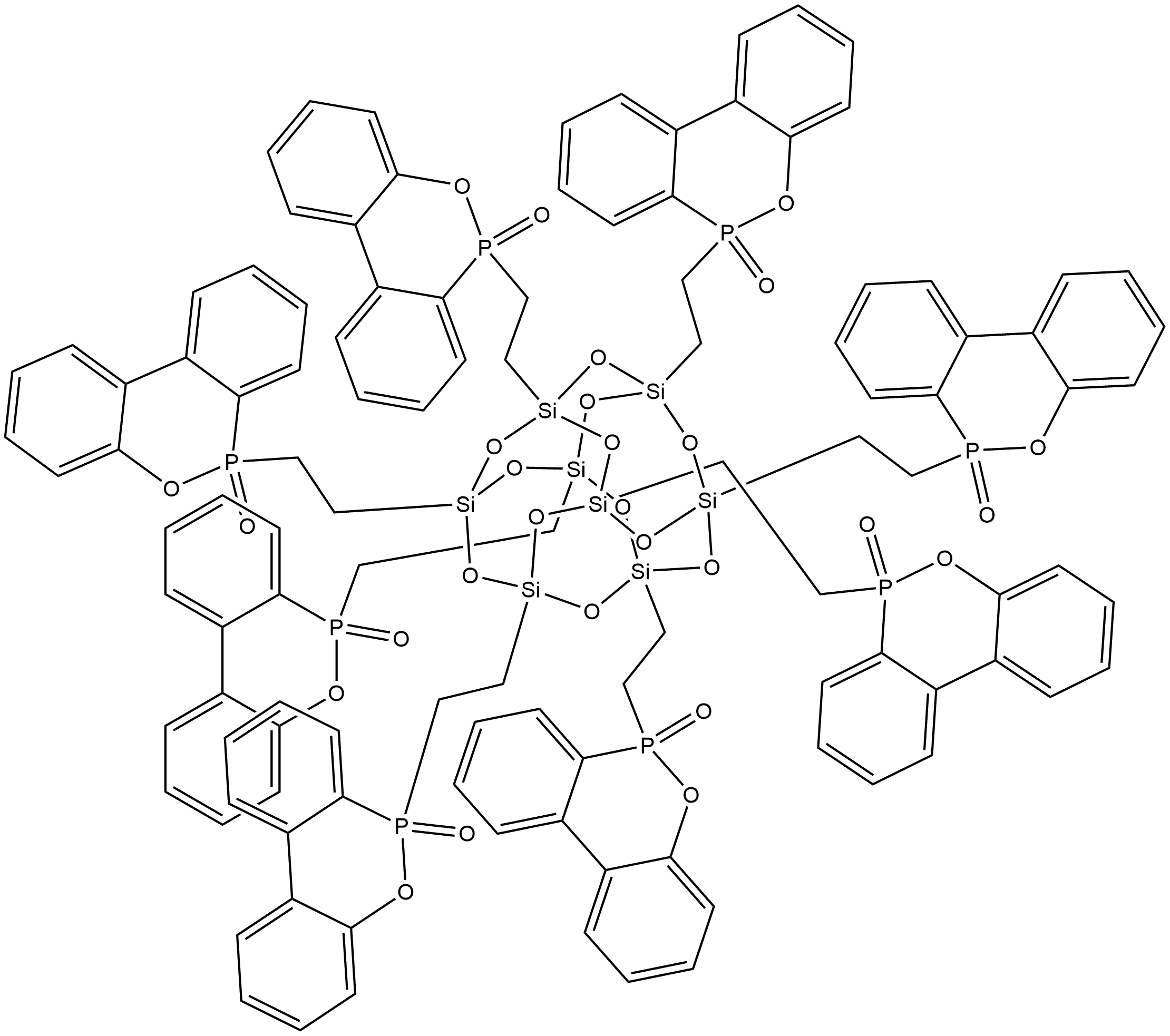 Pentacyclo[9.5.1.13,9.15,15.17,13]octasiloxane, 1,3,5,7,9,11,13,15-octakis[2-(6-oxido-6H-dibenz[c,e][1,2]oxaphosphorin-6-yl)ethyl]- Structure