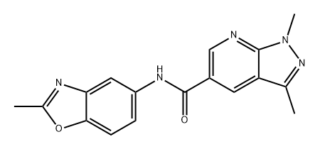 1,3-dimethyl-N-(2-methyl-1,3-benzoxazol-5-yl)-1Hpyrazolo[3,4-b]pyridine-5-carboxamide Structure