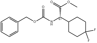 Cyclohexaneacetic acid, 4,4-difluoro-α-[[(phenylmethoxy)carbonyl]amino]-, methyl ester, (αS)- Structure