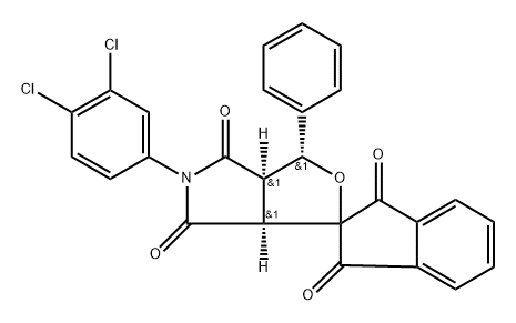 (3R,3aR,6aS)-5-(3,4-Dichlorophenyl)-3-phenyl-3,3a-dihydrospiro[furo[3,4-c]pyrrole-1,2'-indene]-1',3',4,6(5H,6aH)-tetraone Structure