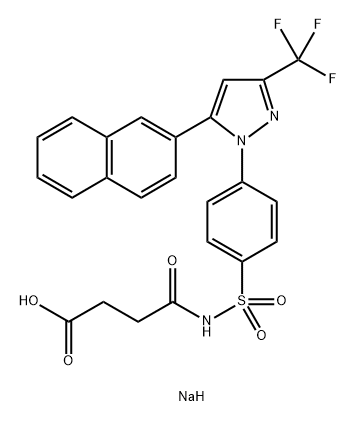 Butanoic acid, 4-[[[4-[5-(2-naphthalenyl)-3-(trifluoromethyl)-1H-pyrazol-1-yl]phenyl]sulfonyl]amino]-4-oxo-, sodium salt (1:2) Structure