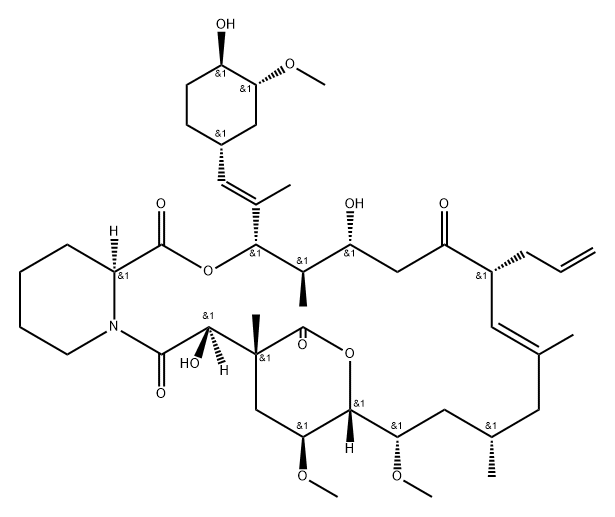 15,18-Ethano-3H-pyrido[2,1-c][1,9,4]dioxaazacyclodocosine-1,7,17,20(4H,22H)-tetrone, 5,6,8,11,12,13,14,15,18,19,23,24,25,25a-tetradecahydro-5,19-dihydroxy-3-[(1E)-2-[(1R,3R,4R)-4-hydroxy-3-methoxycyclohexyl]-1-methylethenyl]-14,27-dimethoxy-4,10,12,18-tet Structure