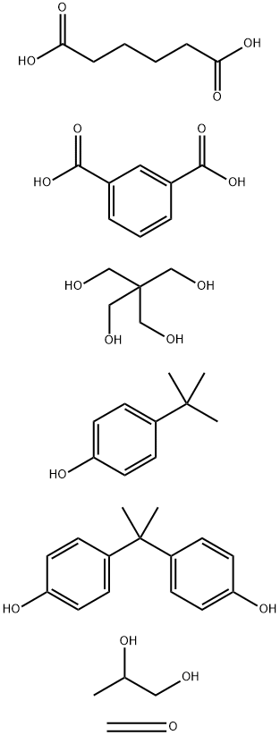 1,3-Benzenedicarboxylic acid, polymer with 2,2-bis(hydroxymethyl)-1,3-propanediol, 4-(1,1-dimethylethyl)phenol, formaldehyde, hexanedioic acid, 4,4'-(1-methylethylidene)bis[phenol] and 1,2-propanediol Structure