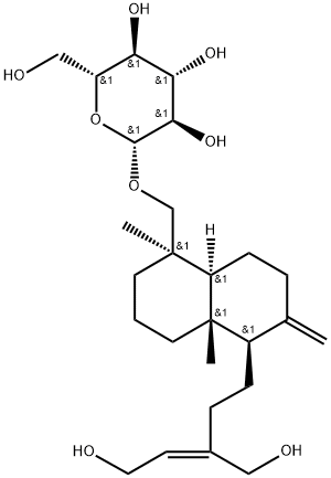 ent-Labda-8(17),13Z-diene-
15,16,19-triol 19-O-glucoside 구조식 이미지