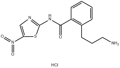 Benzamide, 2-(3-aminopropyl)-N-(5-nitro-2-thiazolyl)-, hydrochloride (1:1) Structure