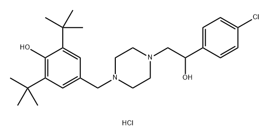 1-Piperazineethanol, 4-[[3,5-bis(1,1-dimethylethyl)-4-hydroxyphenyl]methyl]-α-(4-chlorophenyl)-, hydrochloride (1:2) Structure