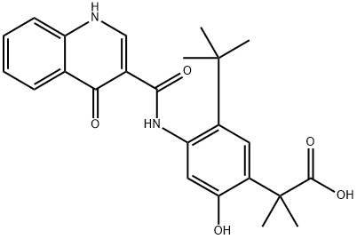 Benzeneacetic acid, 4-[[(1,4-dihydro-4-oxo-3-quinolinyl)carbonyl]aMino]-5-(1,1-diMethylethyl)-2-hydroxy-α,α-diMethyl- 구조식 이미지