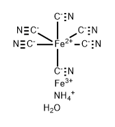 Ferrate(4-), hexakis(cyano-κC)-, ammonium iron(3+), hydrate (1:1:1:), (OC-6-11)- 구조식 이미지