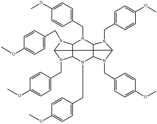 5,2,6-(Iminomethenimino)-1H-imidazo[4,5-b]pyrazine, octahydro-1,3,4,7,8,10-hexakis[(4-methoxyphenyl)methyl]- (9CI) Structure