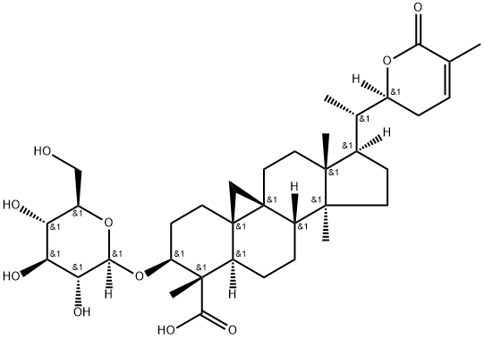 (20S,22S)-3β-(β-D-Glucopyranosyloxy)-22-hydroxy-9β,19-cyclolanost-24-ene-26,29-dioic acid δ-lactone Structure