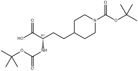 4-Piperidinebutanoic acid, 1-[(1,1-dimethylethoxy)carbonyl]-α-[[(1,1-dimethylethoxy)carbonyl]amino]-, (αS)- Structure