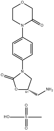 3-Morpholinone, 4-[4-[(5S)-5-(aminomethyl)-2-oxo-3-oxazolidinyl]phenyl]-, methanesulfonate (1:1) 구조식 이미지