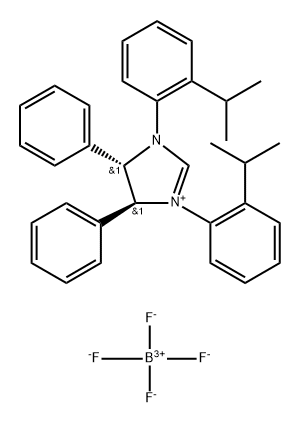 1H-Imidazolium, 4,5-dihydro-1,3-bis[2-(1-methylethyl)phenyl]-4,5-diphenyl-, (4S,5S)-, tetrafluoroborate(1-) (1:1) Structure