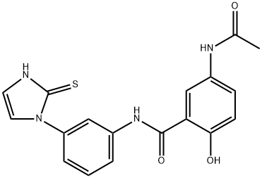 5-acetamido-2-hydroxy-N-(3-(2-mercapto-1H-imidazole-1-yl)phenyl)benzamide 구조식 이미지