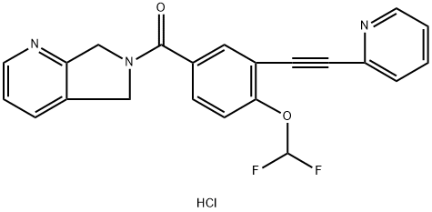 Methanone, [4-(difluoroMethoxy)-3-[2-(2-pyridinyl)ethynyl]phenyl](5,7-dihydro-6H-pyrrolo[3,4-b]pyridin-6-yl)-, hydrochloride (1:1) 구조식 이미지