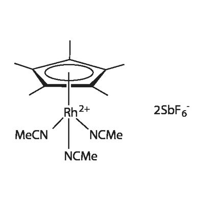 Tris(acetonitrile)(pentamethylcyclopentadienyl)rhodium(III) bis(hexafluoroantimonate) Structure