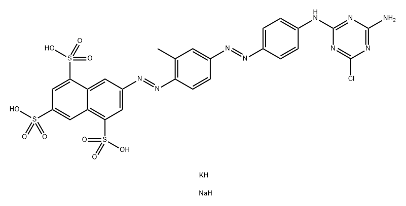7-[4-[4-(4-Amino-6-chloro-1,3,5-triazin-2-yl) phenylazo]-o-tolylazo]naphthalene-1,3,5- trisulfonic acid, potassium and sodium salts (1:2) Structure