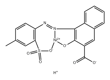 Nickelate(1-), [3-hydroxy-4-[(4-methyl-3- sulfophenyl)azo]-2-naphthalenecarboxylato(3-)]-, hydrogen 구조식 이미지