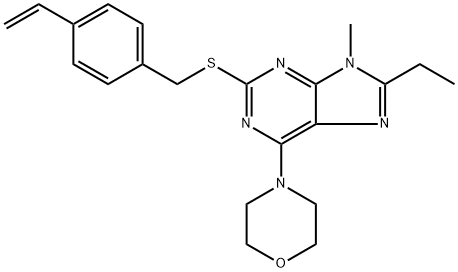 2-[[(4-Ethenylphenyl)methyl]thio]-8-ethyl-9-methyl-6-(4-morpholinyl)-9H-purine Structure