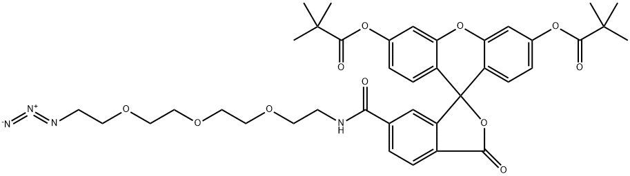 6-Carboxyfluorescein-dipivalate TEG azide Structure