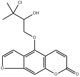 7H-Furo[3,2-g][1]benzopyran-7-one, 4-(3-chloro-2-hydroxy-3-methylbutoxy)-, (+)- Structure