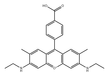 Xanthylium, 9-(4-carboxyphenyl)-3,6-bis(ethylamino)-2,7-dimethyl- (ACI) Structure