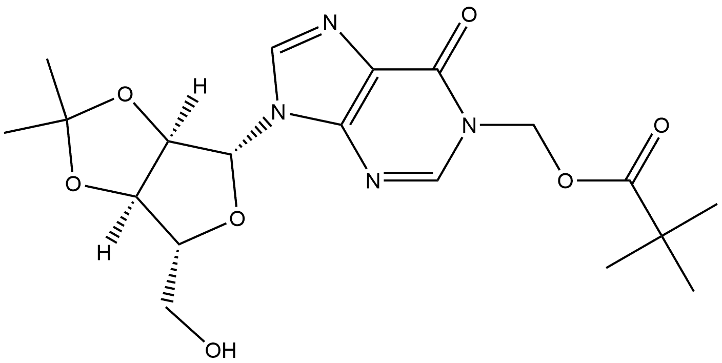 Inosine, 1-[(2,2-dimethyl-1-oxopropoxy)methyl]-2',3'-O-(1-methylethylidene)- Structure