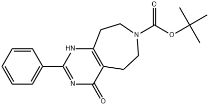 tert-butyl 4-oxo-2-phenyl-3,4,5,6,8,9-hexahydro-7H-pyrimido[4,5-d]azepine-7-carboxylate 구조식 이미지