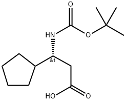 Cyclopentanepropanoic acid, β-[[(1,1-dimethylethoxy)carbonyl]amino]-, (βR)- Structure