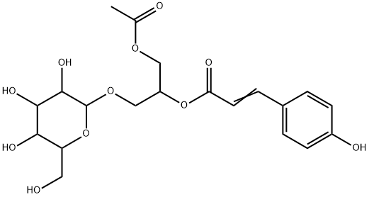 3-(4-Hydroxyphenyl)propenoic acid (2S)-3-acetoxy-1-(β-D-glucopyranosyloxy)propan-2-yl ester Structure