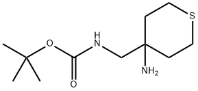 tert-butyl N-[(4-aminotetrahydrothiopyran-4-yl)methyl]carbamate 구조식 이미지
