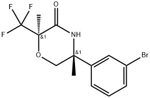 rel-(2R,5R)-5-(3-Bromophenyl)-2,5-dimethyl-2-(trifluoromethyl)morpholin-3-one Structure