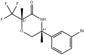 rel-(2R,5S)-5-(3-Bromophenyl)-2,5-dimethyl-2-(trifluoromethyl)morpholin-3-one Structure