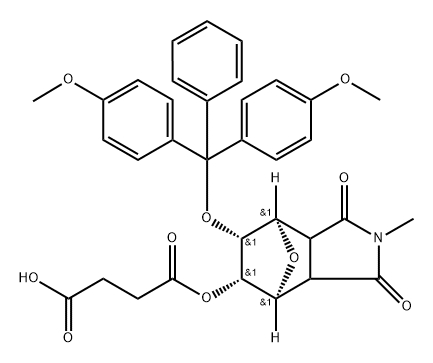 Butanedioic acid, 1-[(4S,5S,6R,7R)-6-[bis(4-methoxyphenyl)phenylmethoxy]octahydro-2-methyl-1,3-dioxo-4,7-epoxy-1H-isoindol-5-yl] ester, rel- Structure