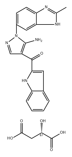 Butanedioic acid, 2-hydroxy-, (2S)-, compd. with [5-amino-1-(2-methyl-1H-benzimidazol-6-yl)-1H-pyrazol-4-yl]-1H-indol-2-ylmethanone (1:1) 구조식 이미지