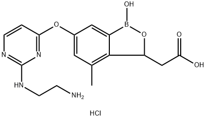 (6-[2-(2-amino-ethylamino)-pyrimidin-4-yloxy]-l-hydroxy-4-methyl-l.3-dihydro-benzo[c][1,2]oxaborol-3-yl}-acetic acid hydrochloride Structure