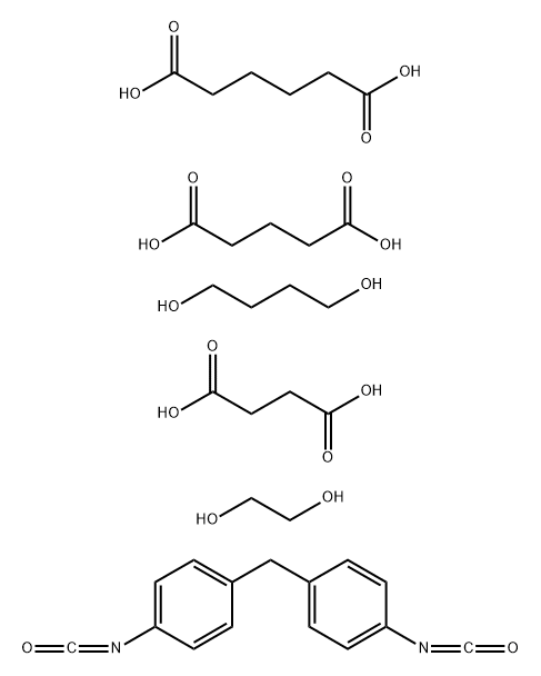 Hexanedioic acid, polymer with butanedioic acid, 1,4-butanediol, 1,2-ethanediol, 1,1-methylenebis4-isocyanatobenzene and pentanedioic acid Structure