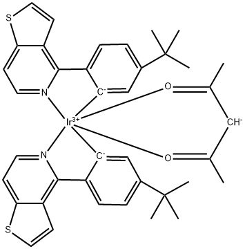 Iridium(III) bis(4-(4-tert -butylphenyl) thieno[3,2-c ] pyridinato-N,C2' ) acetylacetonate 구조식 이미지