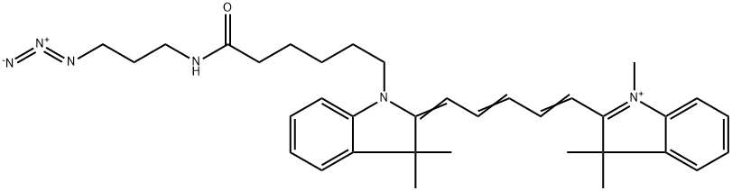 3H-Indolium, 2-[5-[1-[6-[(3-azidopropyl)amino]-6-oxohexyl]-1,3-dihydro-3,3-dimethyl-2H-indol-2-ylidene]-1,3-pentadien-1-yl]-1,3,3-trimethyl- Structure