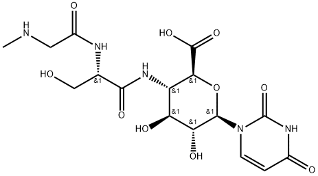 β-D-Glucopyranuronic acid, 1,4-dideoxy-1-(3,4-dihydro-2,4-dioxo-1(2H)-pyrimidinyl)-4-[(N-methylglycyl-L-seryl)amino]- Structure