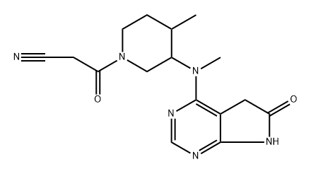 1-Piperidinepropanenitrile, 3-[(6,7-dihydro-6-oxo-5H-pyrrolo[2,3-d]pyrimidin-4-yl)methylamino]-4-methyl-β-oxo- Structure